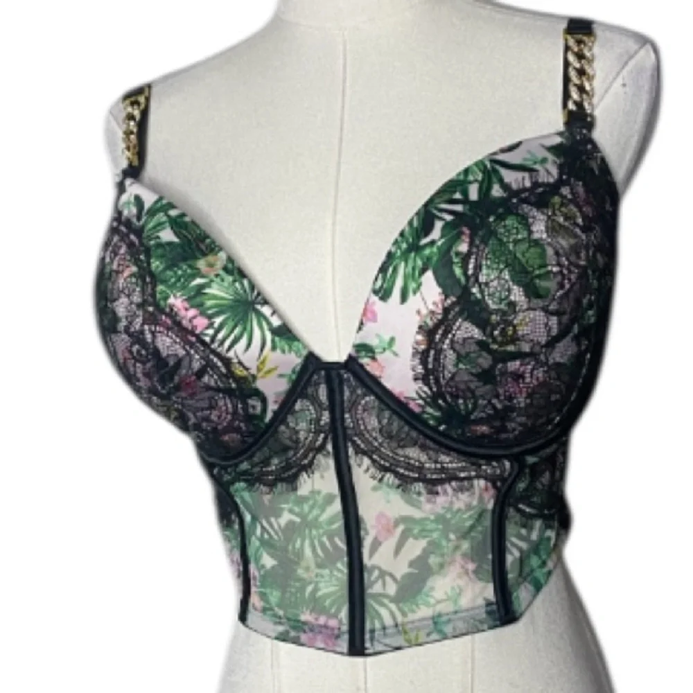 Victoria's Secret Very Sexy Corset 36DD  Push-Up LaceChainStrap Bling Whimsical